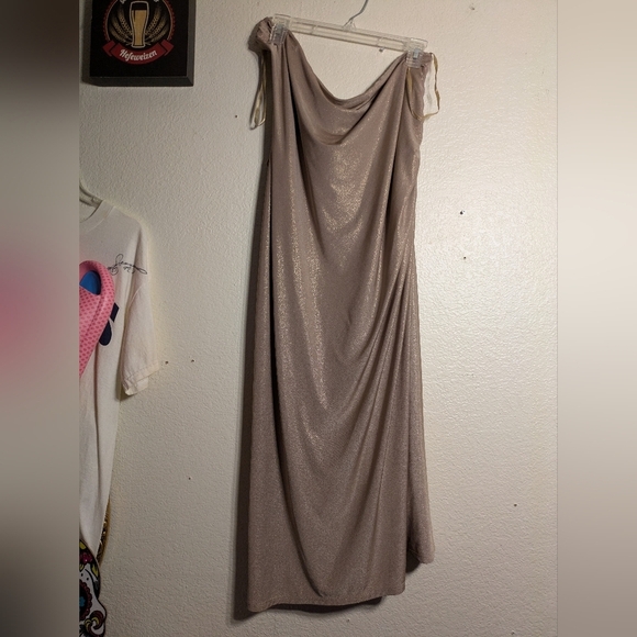 ashley Stuart Elegant Shimmering Beige Dress 18-20 Pre-owned - Picture 1 of 5